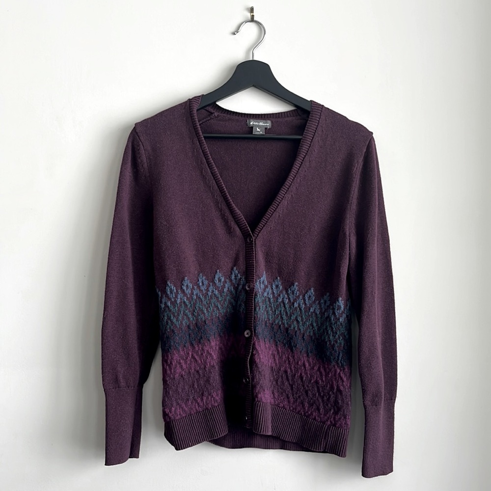 Eddie Bauer Plum and Teal Cardigan
